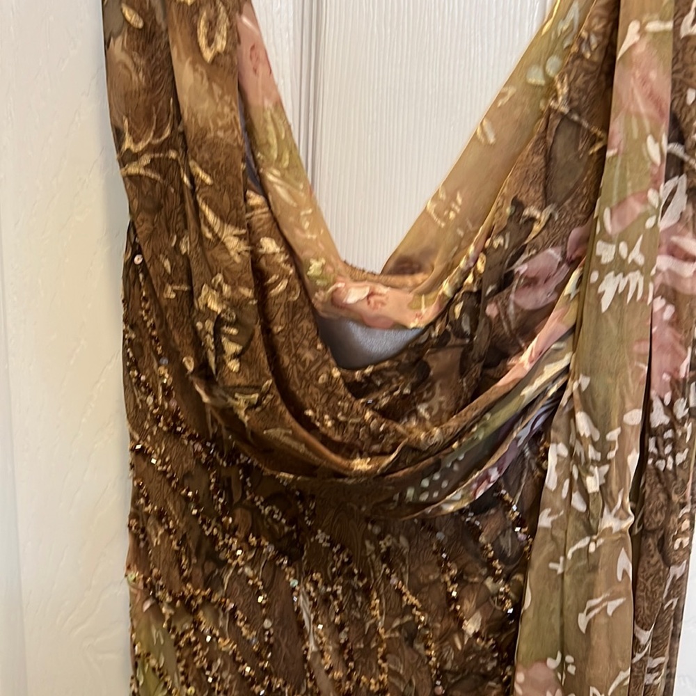 Beaded Gown with shawl/neck wrap
